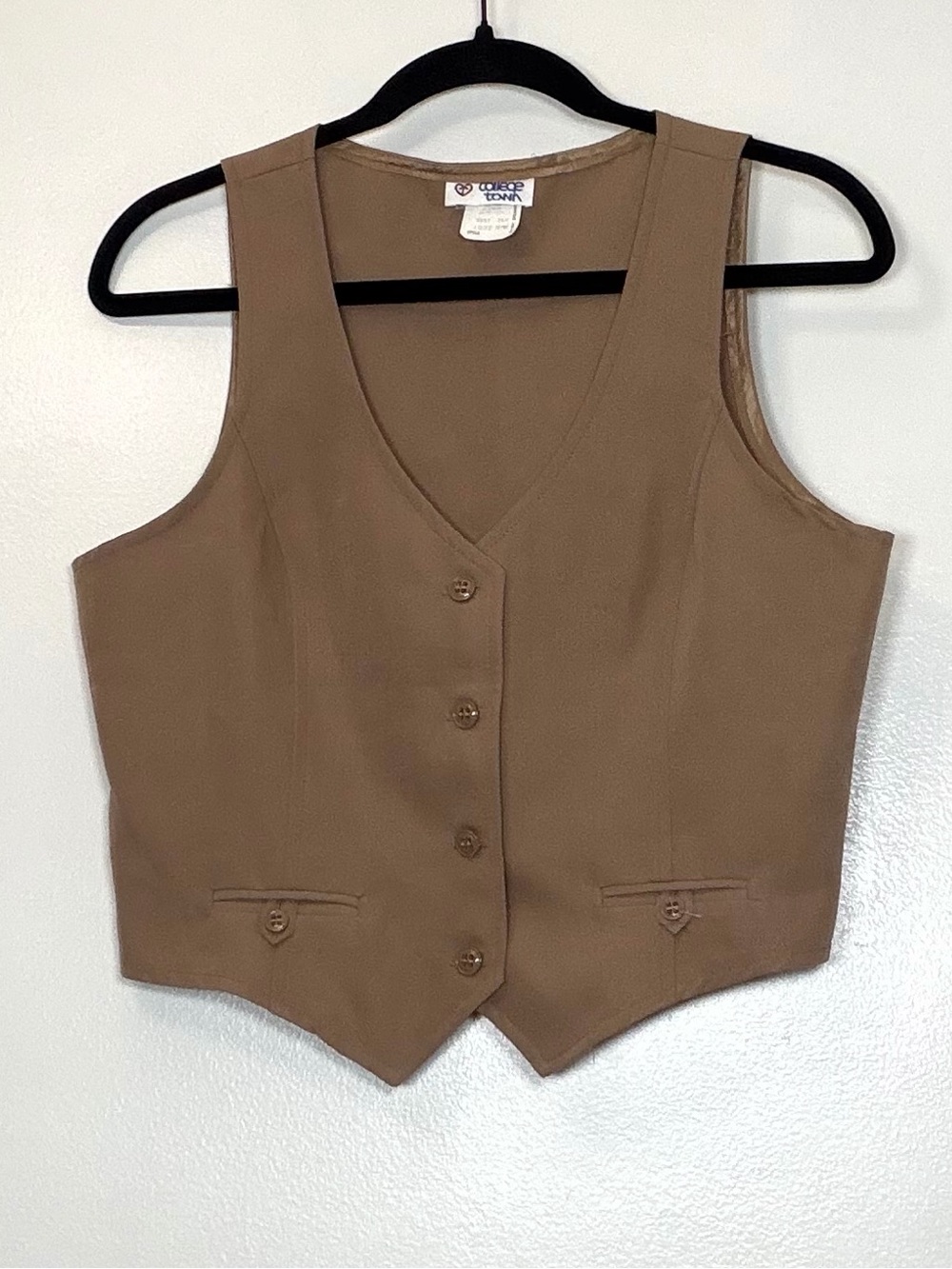 Vintage 80s Tan Women's V-Neck Button Front Bodysuit Vest